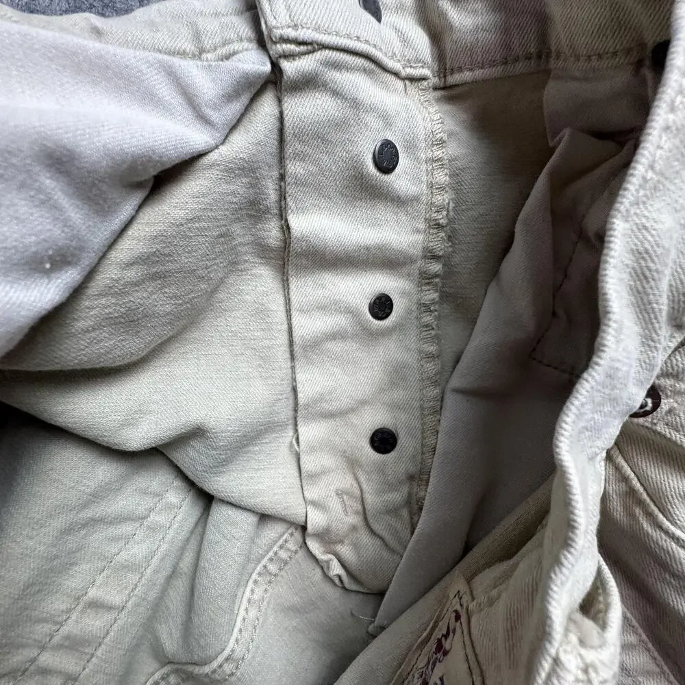 Polo Ralph Lauren Varick Slim Straight Jeans Mens 33x30 Beige Button Fly Denim